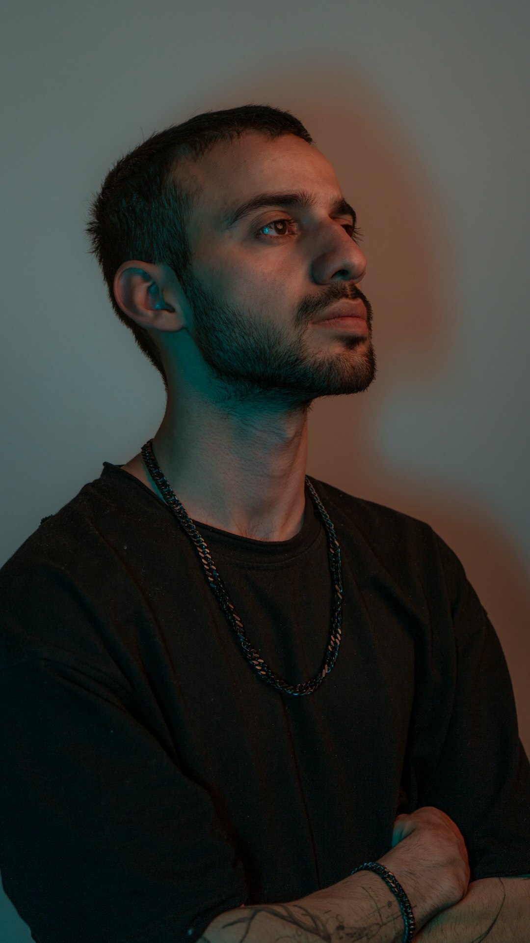 Studio portrait of a Belgian man audio producer with beard
